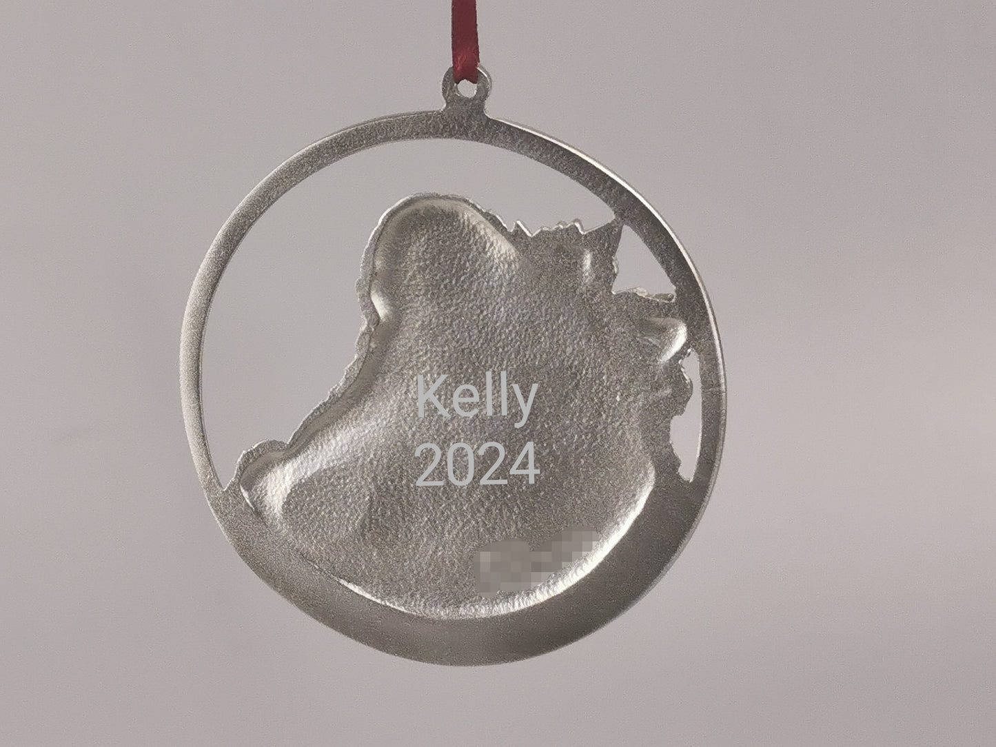 Personalized Santa Claus Ornament, Pewter Ornament, gift for Christmas, Engraved Christmas Ornament, Custom Ornament, Handcrafted