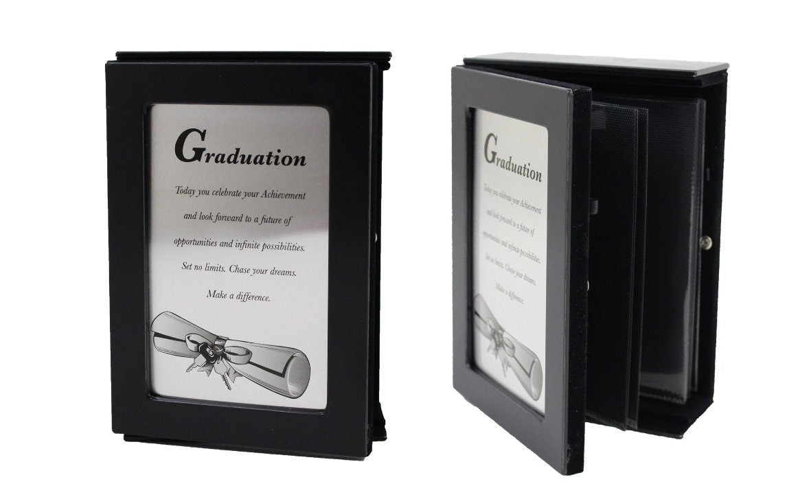 Customized Graduate Photo Album, Engraved Graduation Frame, 2 sided black 4x6 album, Personalized Graduation Album, Gift for Graduation