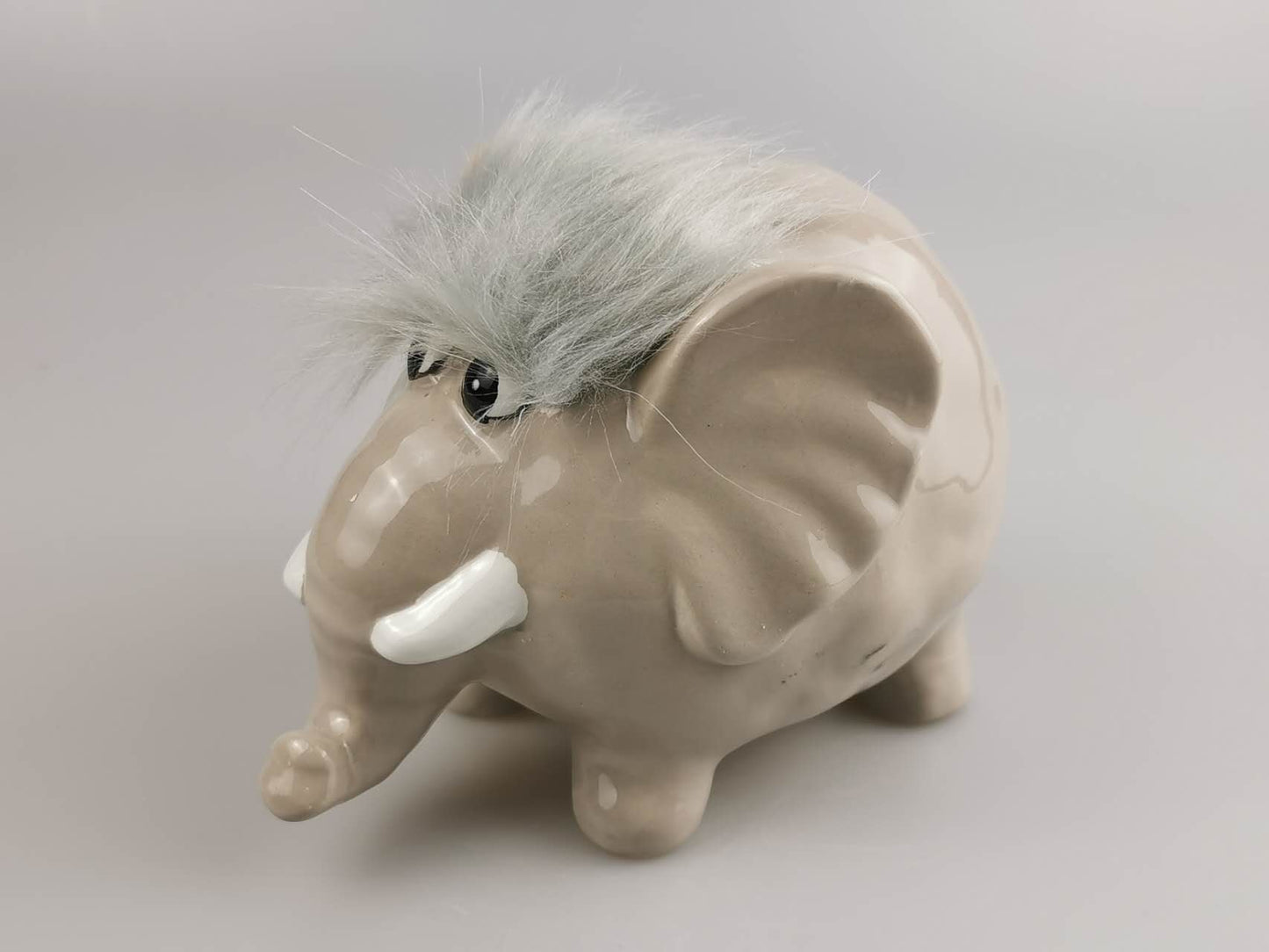 Customized Piggy Bank, Engraved Elephant with Fur piggy bank, Ceramics piggy bank, Girl piggy bank, kid piggy bank, baby piggy bank