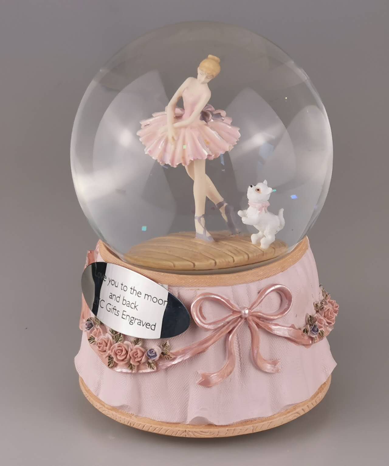 Custom Ballerina Snow Globe, Engraved Ballet Music Box, Rotating Water Globe for Daughter, Ballet Girl Musical Globe Christmas Birthday Gift