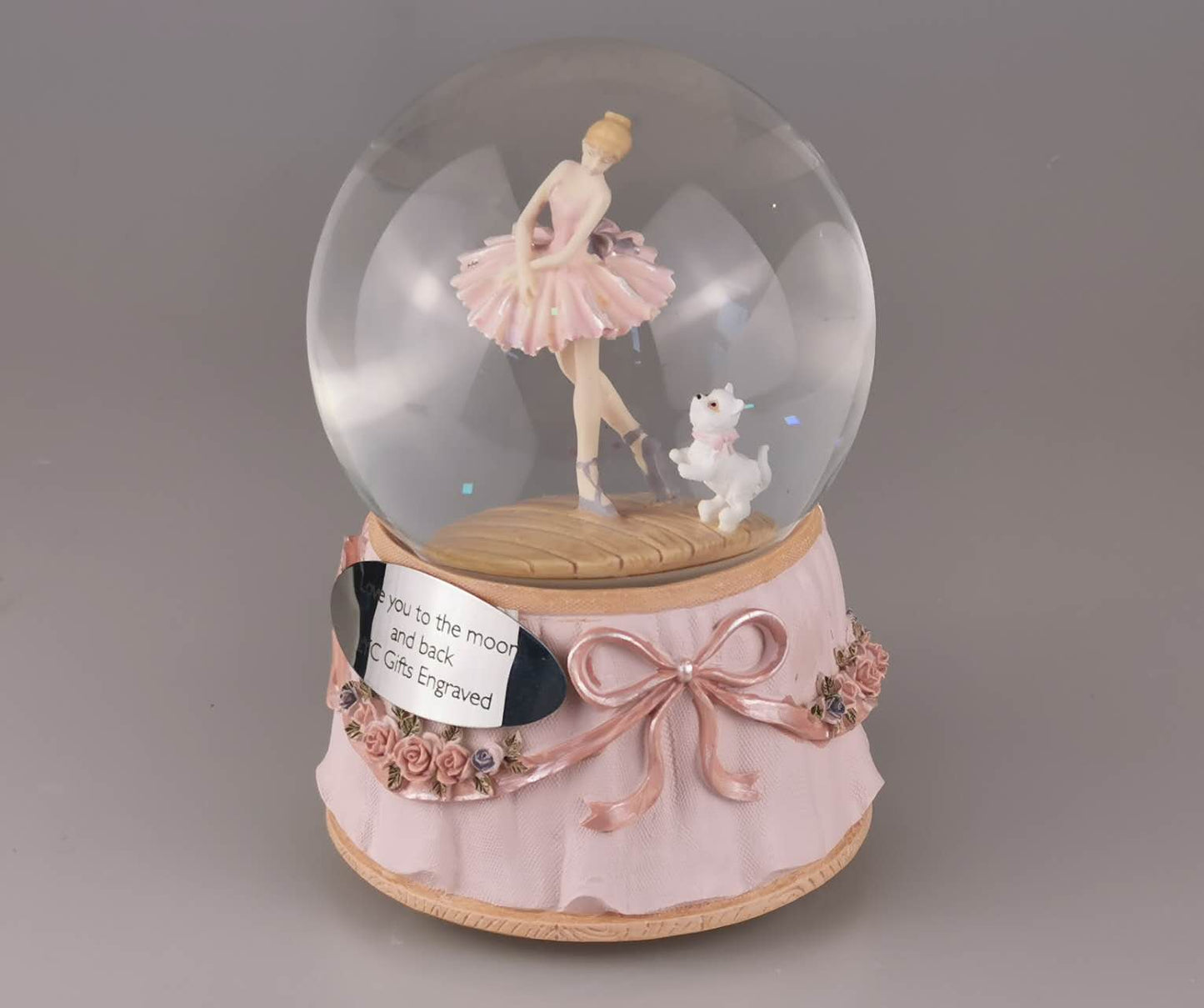 Custom Ballerina Snow Globe, Engraved Ballet Music Box, Rotating Water Globe for Daughter, Ballet Girl Musical Globe Christmas Birthday Gift