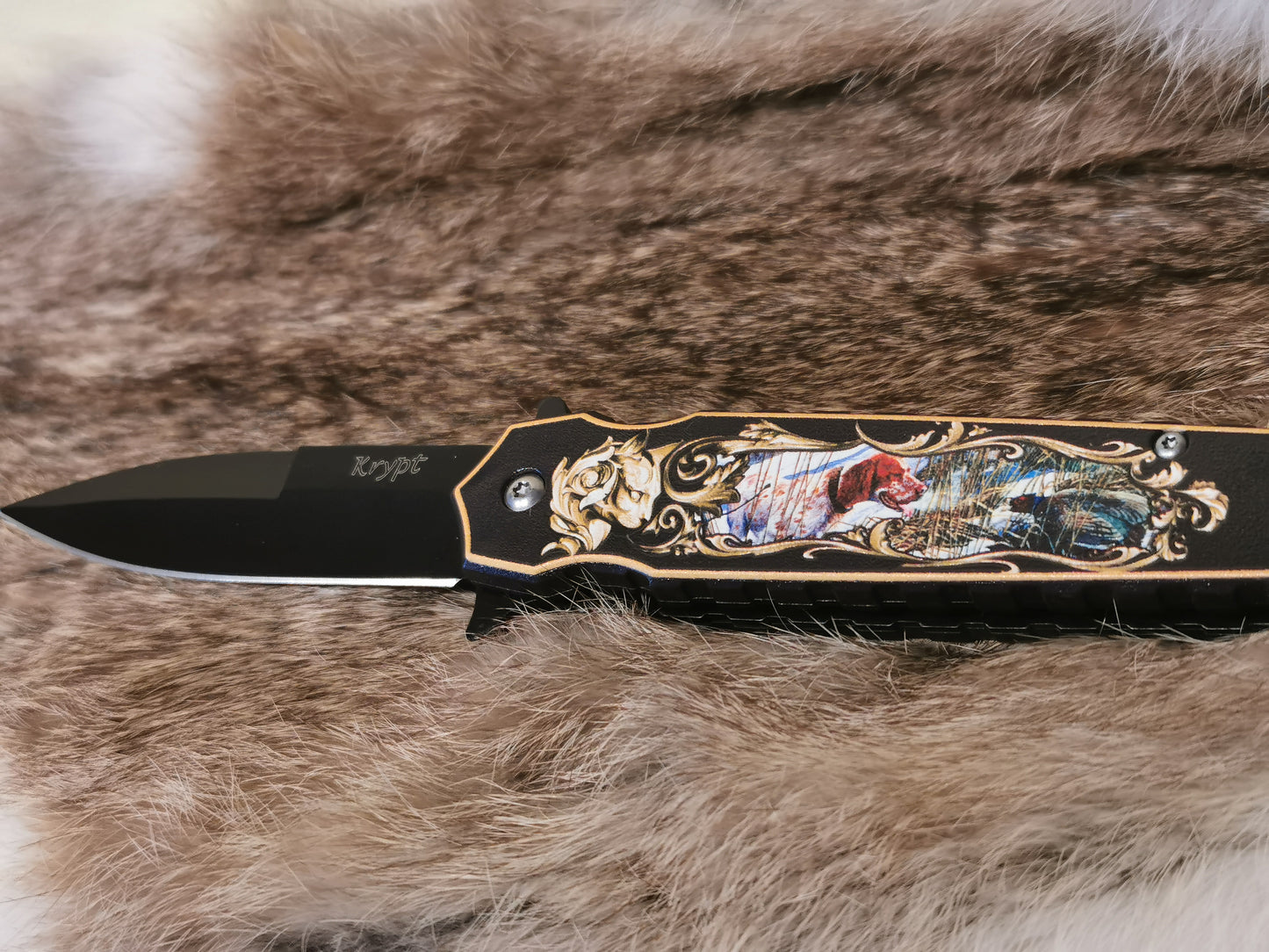 Engraved Pocket Knife, Black Folding Knife with Green Skull, Tactical Knife, Customized knife, Personalized gift, Gift for him, Gift for Dad