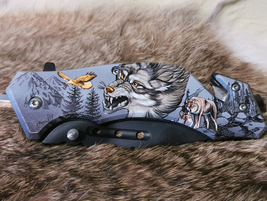 Personalized Pocket Knife, Customized knife, Personalized practical gift, Father's Day, Groomsmen, Boyfriend, Folding Knife with Wolf, Eagle