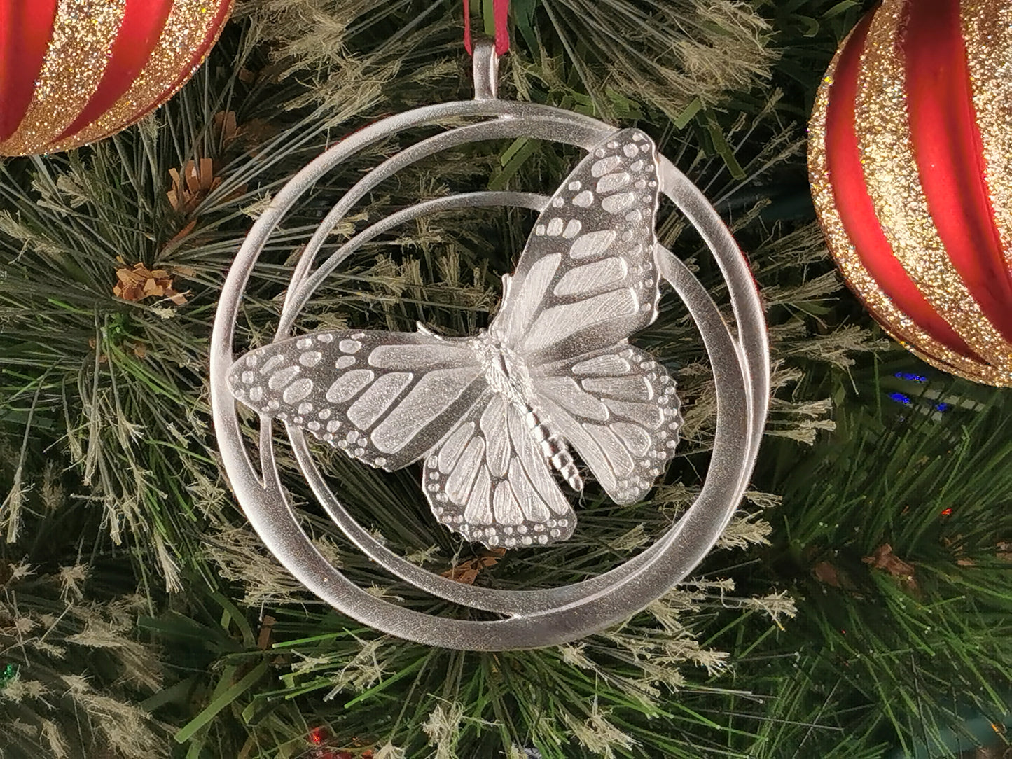 Personalized Butterfly Ornament, Hand Made Pewter Ornament, gift for Christmas, Engraved Christmas Ornament, Custom Ornament