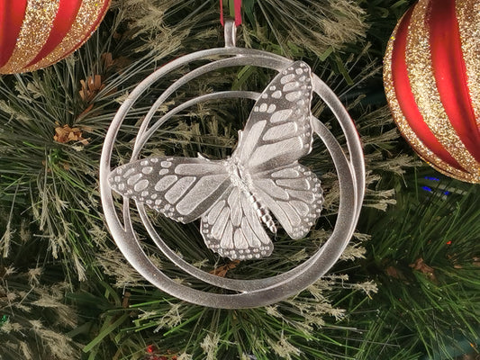 Personalized Butterfly Ornament, Hand Made Pewter Ornament, gift for Christmas, Engraved Christmas Ornament, Custom Ornament