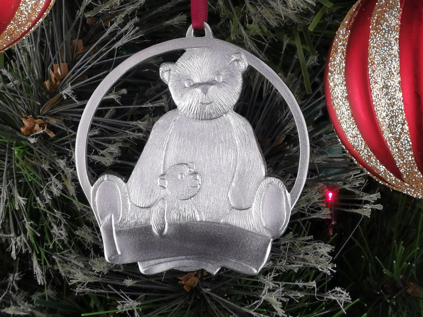 Personalized Bear Ornament, Pewter Ornament, gift for Christmas, Engraved Christmas Ornament, Custom Ornament, Handcrafted