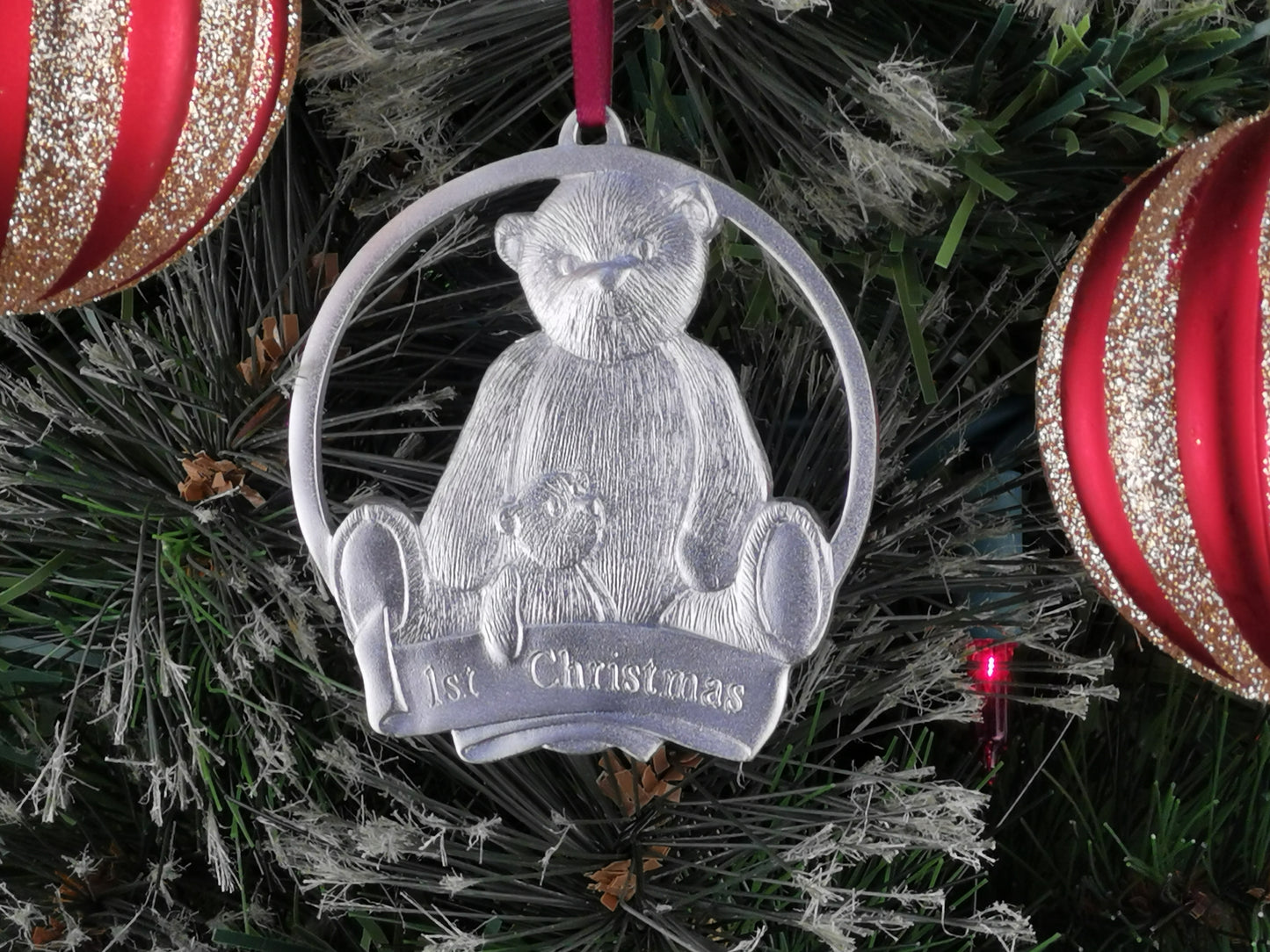 Personalized Bear Ornament, Pewter Ornament, gift for Christmas, Engraved Christmas Ornament, Custom Ornament, Handcrafted