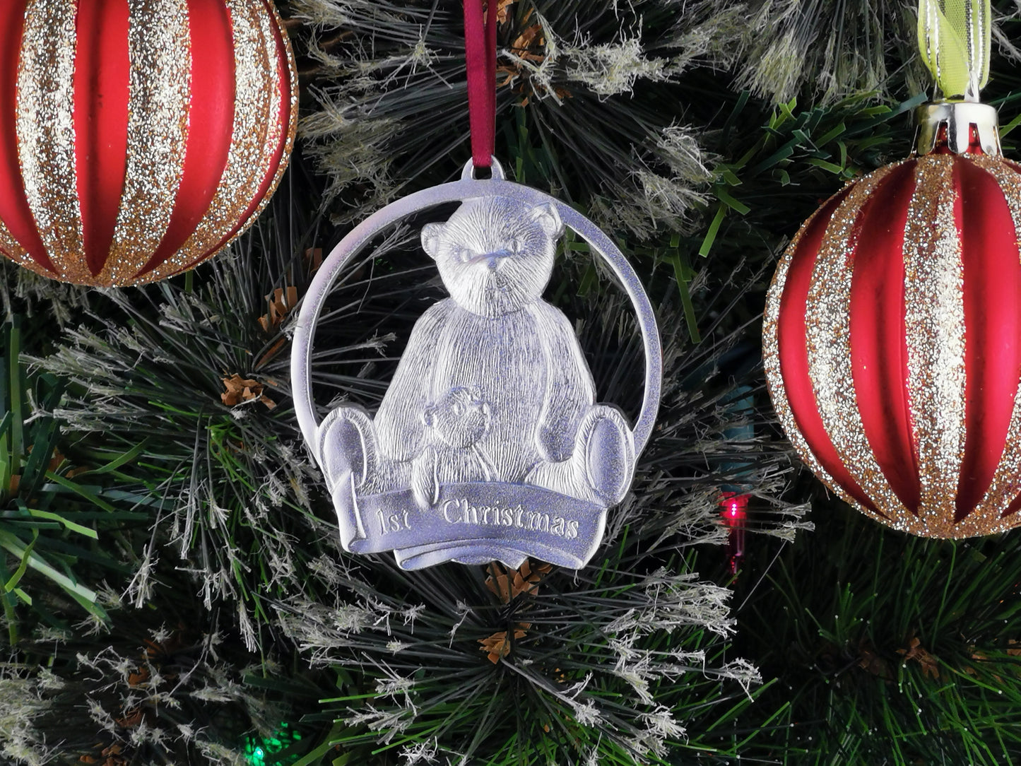 Personalized Bear Ornament, Pewter Ornament, gift for Christmas, Engraved Christmas Ornament, Custom Ornament, Handcrafted