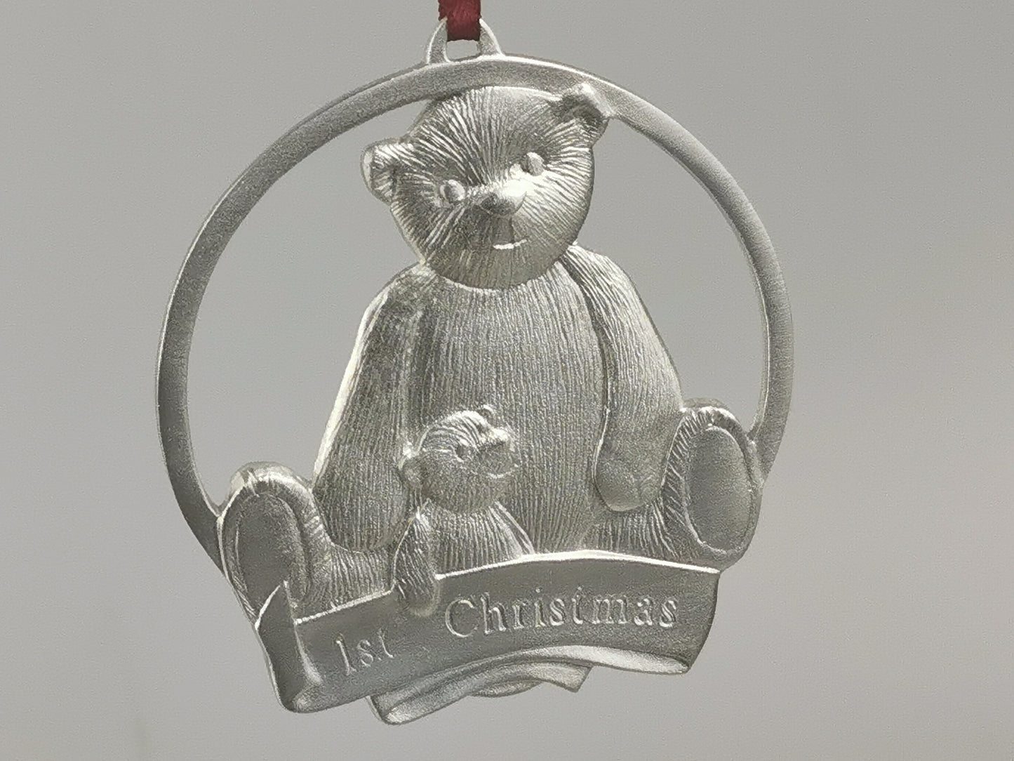 Personalized Bear Ornament, Pewter Ornament, gift for Christmas, Engraved Christmas Ornament, Custom Ornament, Handcrafted