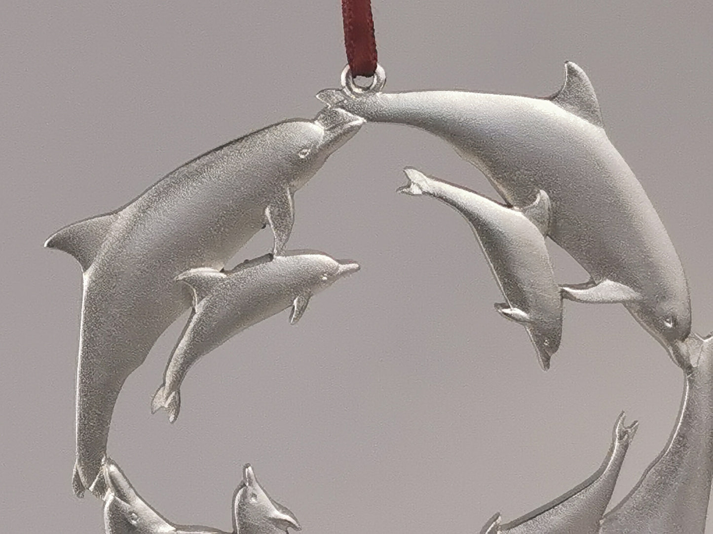 Dolphin Ornament, Hand Made Pewter Ornament, gift for Christmas, Engraved Christmas Ornament, Custom Ornament