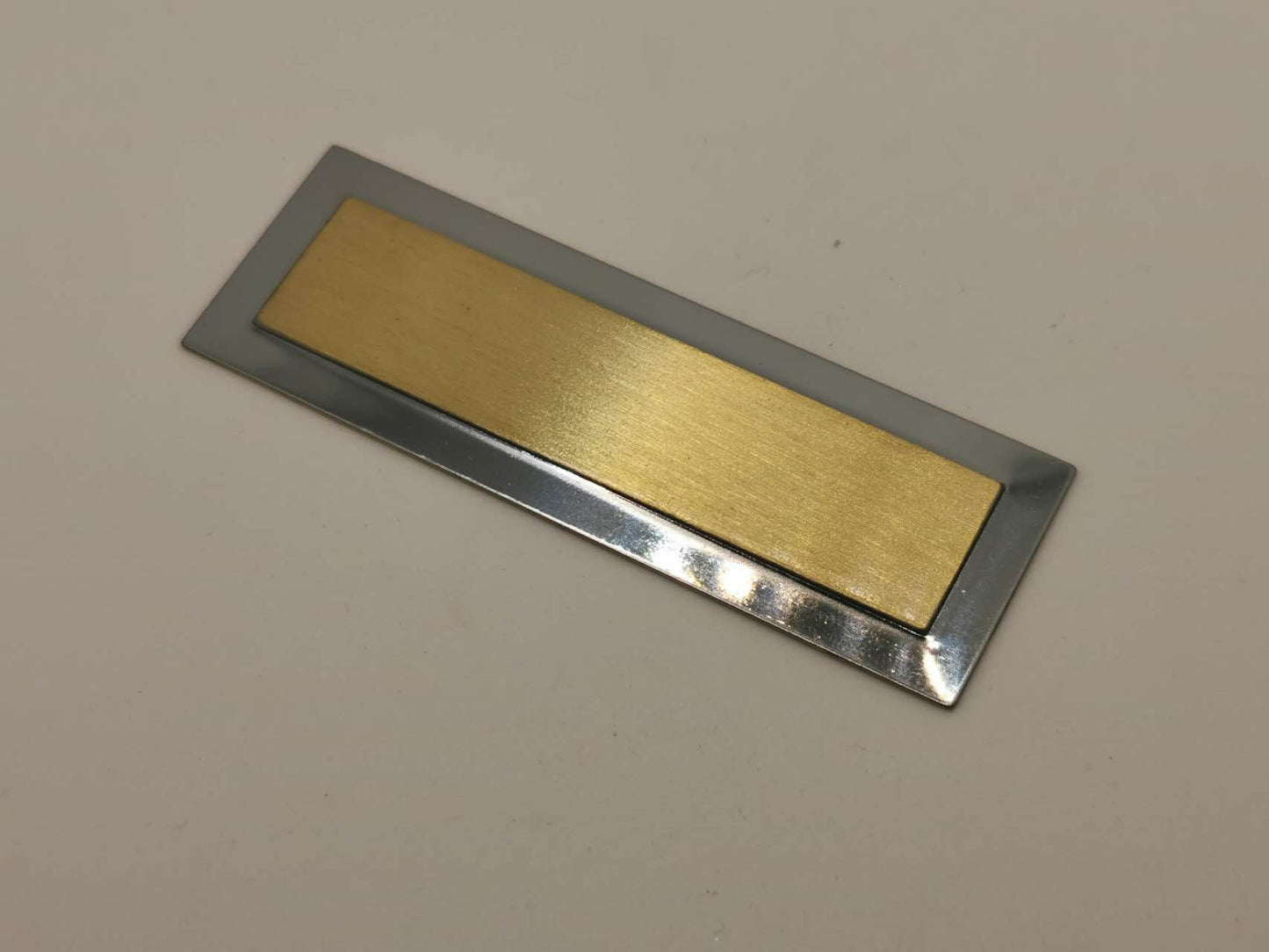 3" X 0.75" Customized Gold Plate, Engraved Rectangle Plate with Silver Border, Personalized Plaque, Free Engrave, Customized Gift