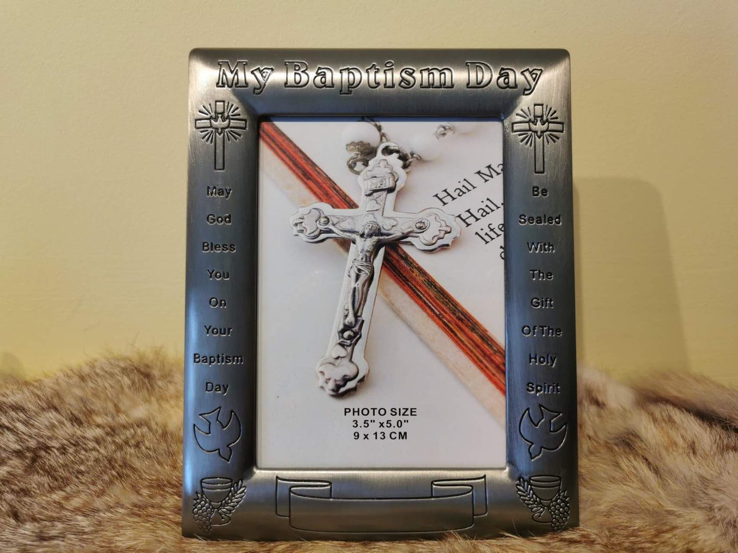 Engraved Baptism Gift, Baptism Frame Set, Baptism Certificate Scroll with Stand, Personalized Baptism Frame, Metal Frame, Gift for Baptism