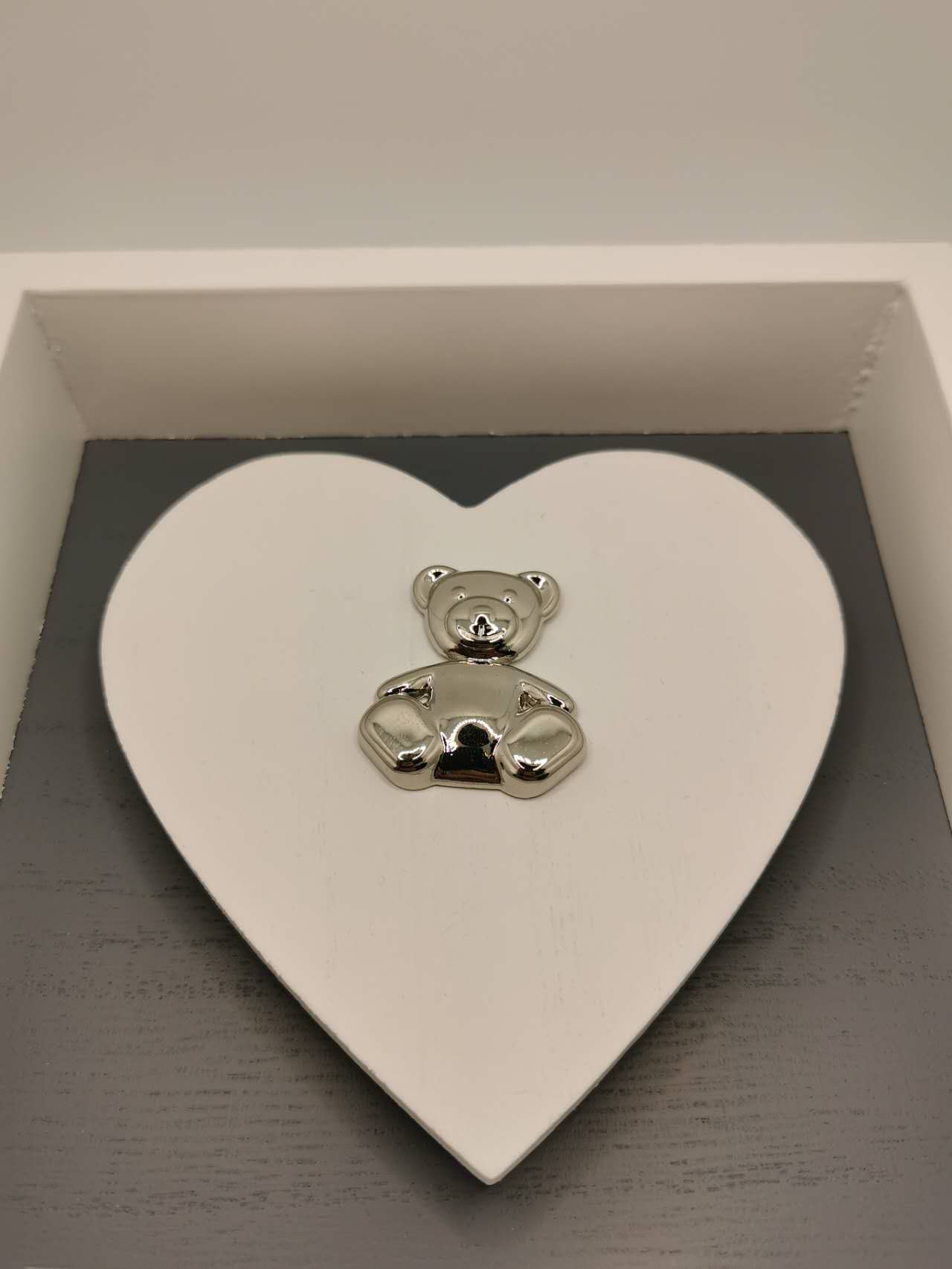 Customized Shadow Box with Heart Plaque, Engraved Teddy Bear Shadow Box, Personalized Shadow Box, Free Engrave, Gift for Puppy, Dog, Cat