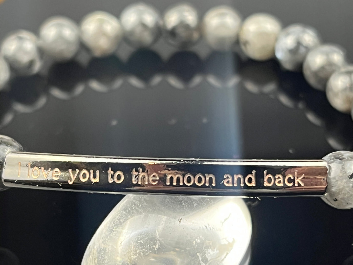 Engraved Natural Tourmaline Rose Bracelet, Customized Birth Stone Bracelet, Handmade Gemstone with angel, Personalized Octomber Birth Stone