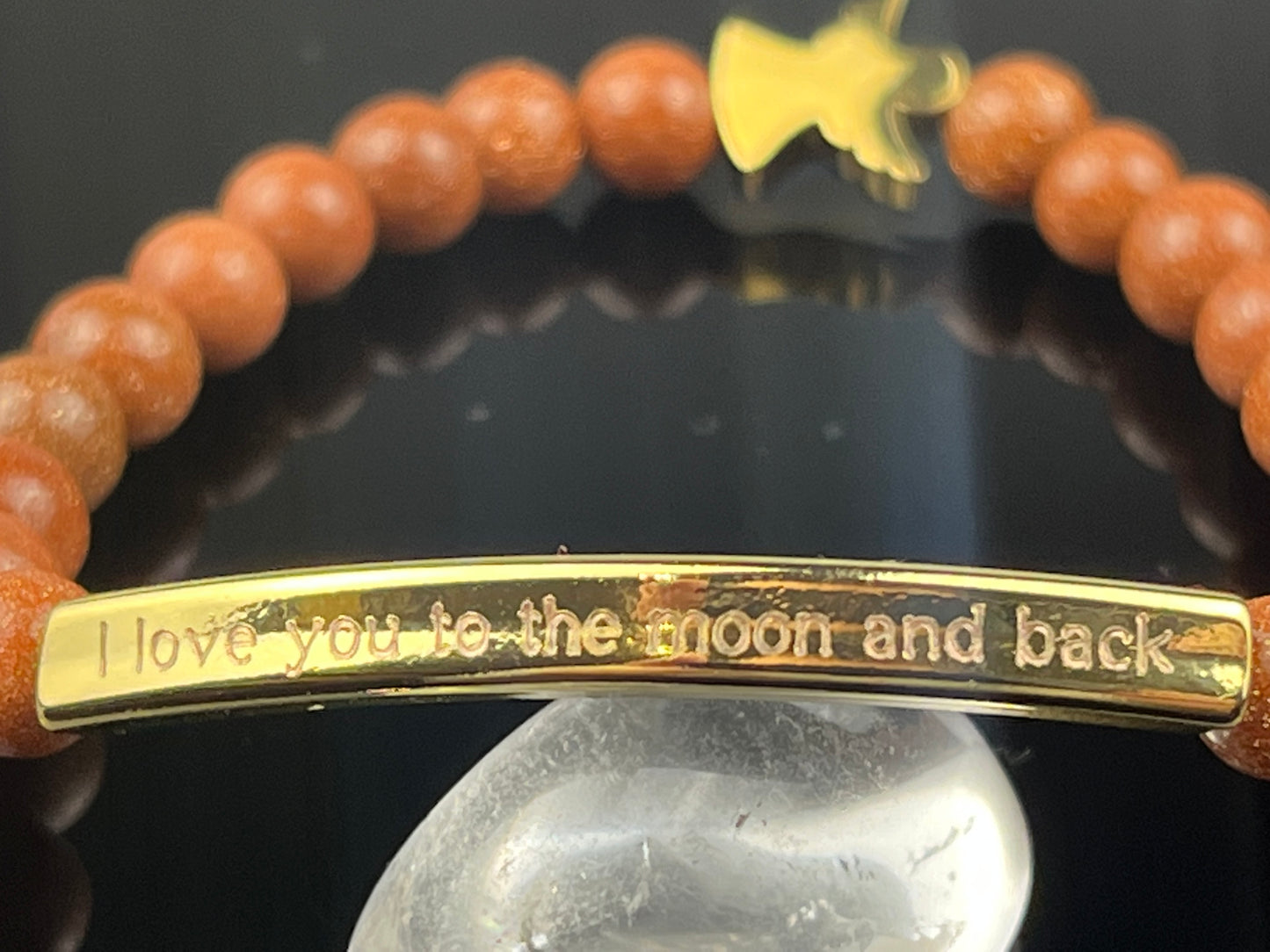 Engraved Natural Dragon Blood Stone Bracelet, Customized Bracelet with angel,  Adjustable Handmade Gemstone Bracelet,Personalized Beads Gift