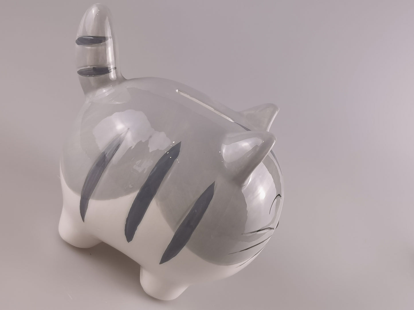 Custom Grey Cat Piggy Bank, Engraved Kitty Money Bank, Personalized Cat Coin bank, Special Ceramic Piggy Bank, Christmas Birthday Gift