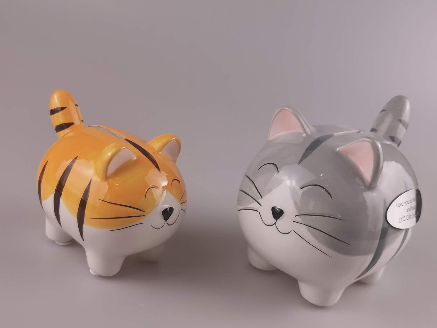 Custom Grey Cat Piggy Bank, Engraved Kitty Money Bank, Personalized Cat Coin bank, Special Ceramic Piggy Bank, Christmas Birthday Gift