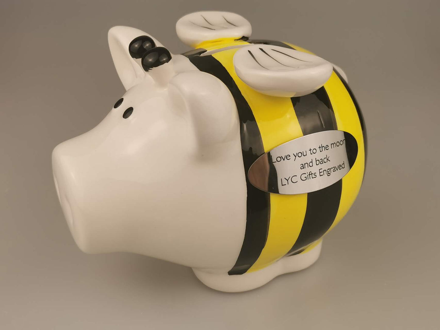 Customized Piggy bank, Engraved Fly pig bank, Personalized Piggy Bee Piggy bank, Coin bank, Money box, Gift for Christmas, Birthday, Daily GIft