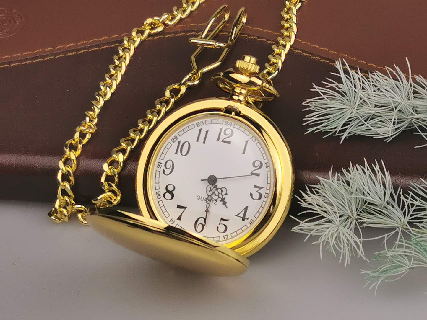 Gold Engraved Pocket Watch, Groomsman Gift, Graduate gift, Retirement Gift