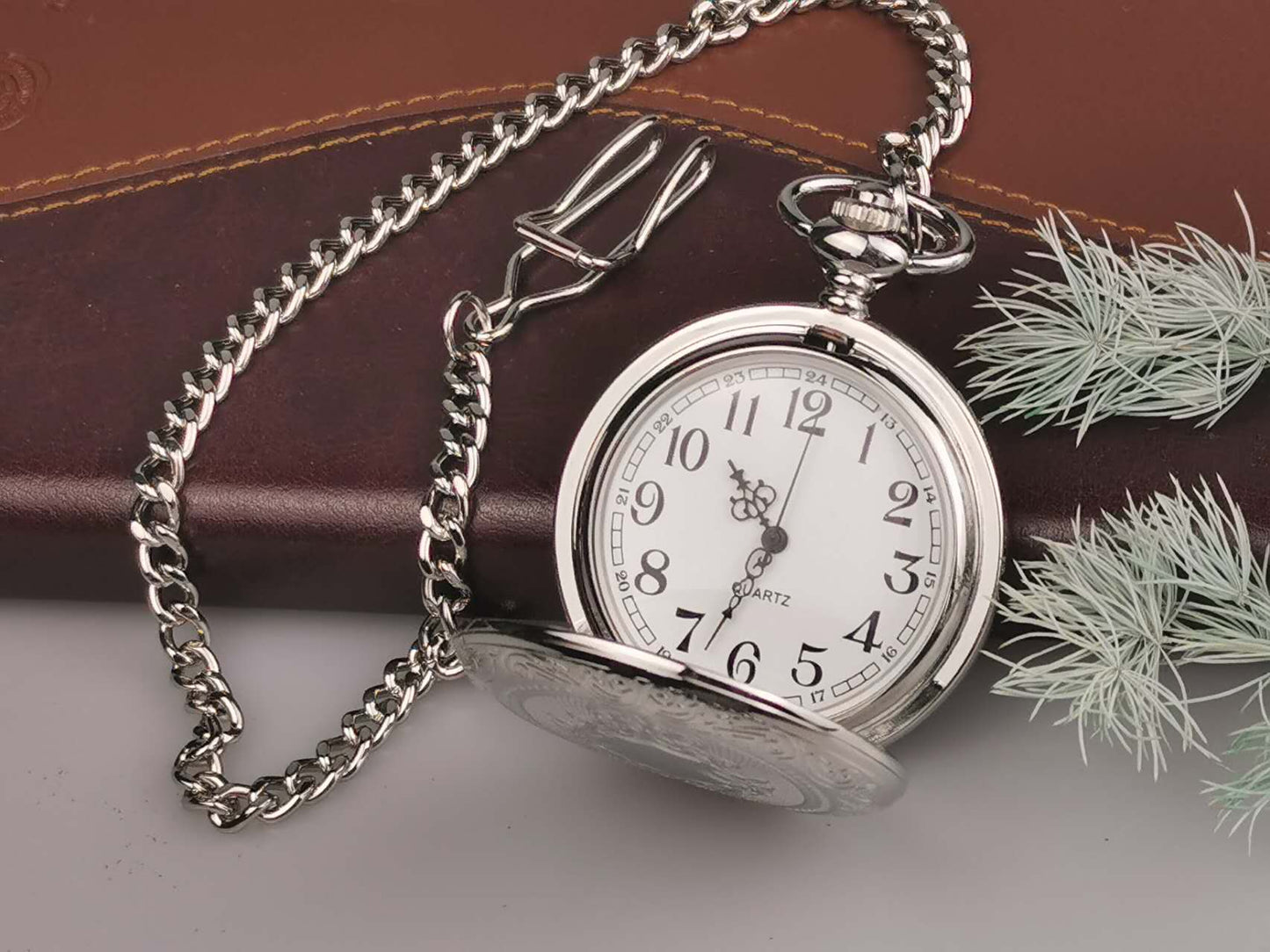 Silver Engraved Pocket Watch, Groomsman Gift, Graduate gift, Retirement Gift