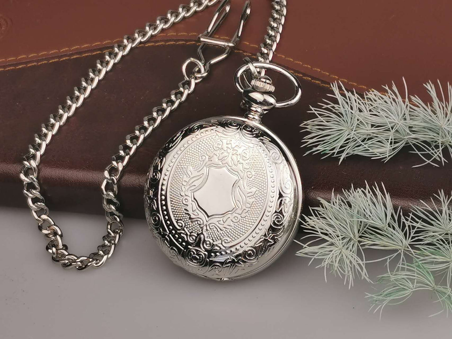 Silver Engraved Pocket Watch, Groomsman Gift, Graduate gift, Retirement Gift