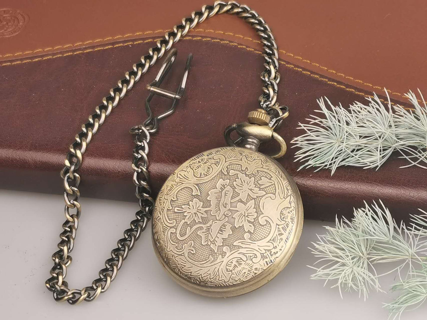 Gold Engraved Pocket Watch, Retirement Gift, Wedding Gift, Graduate Gift