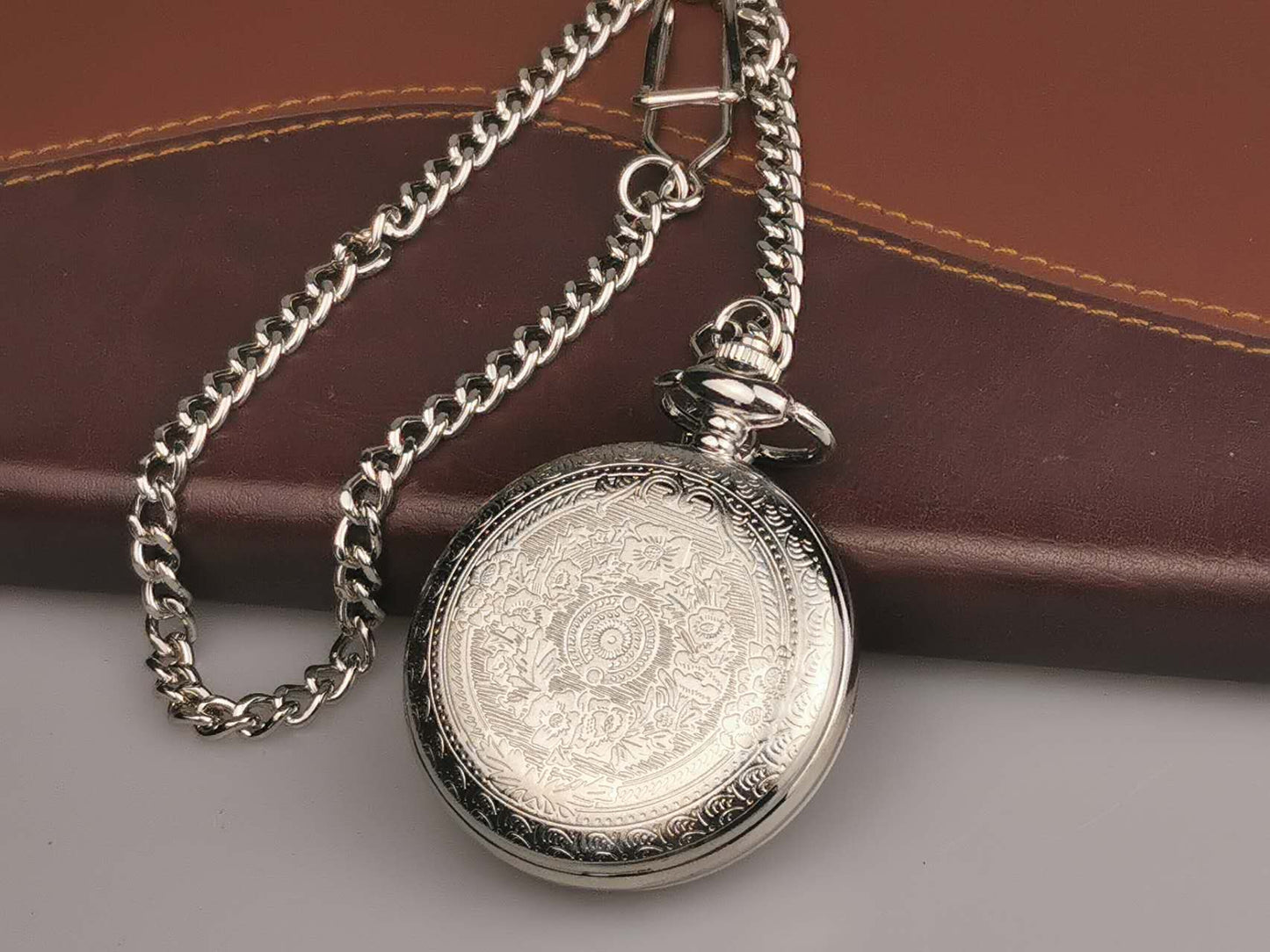 Silver Engraved Pocket Watch, Groomsman Gift, Graduate gift, Retirement Gift