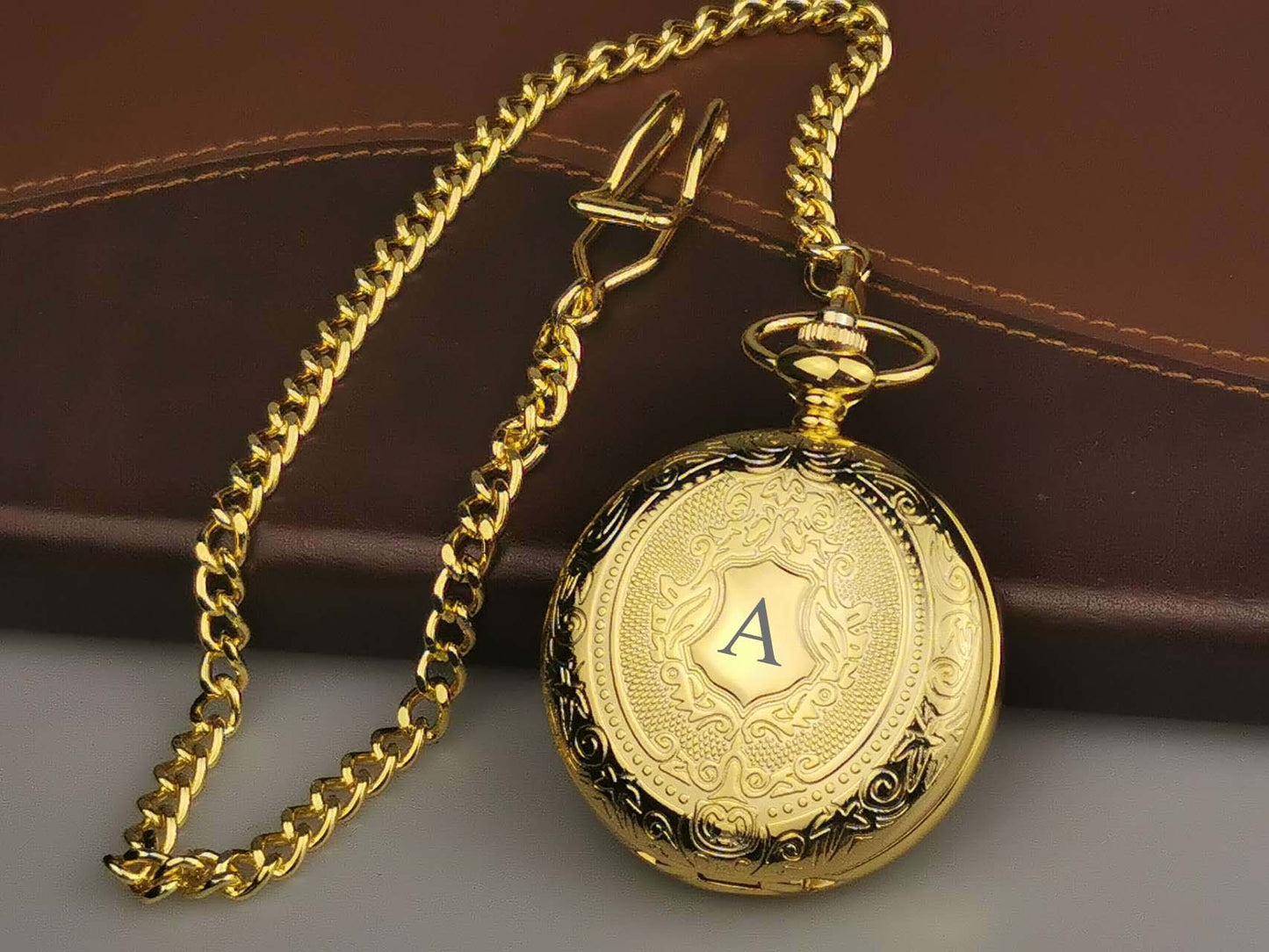 Gold Engraved Pocket Watch, Groomsman Gift, Graduate gift, Retirement Gift