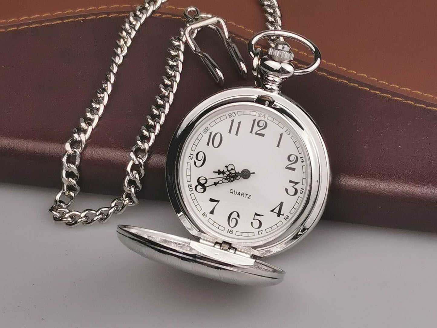 Silver Engraved Pocket Watch, Groomsman Gift, Graduate gift, Retirement Gift