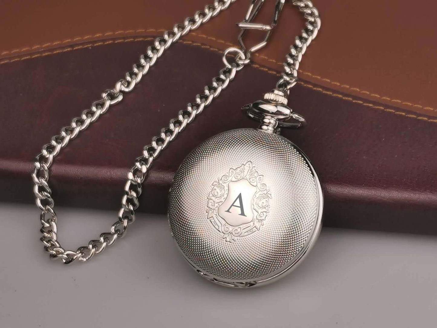 Silver Engraved Pocket Watch, Groomsman Gift, Graduate gift, Retirement Gift