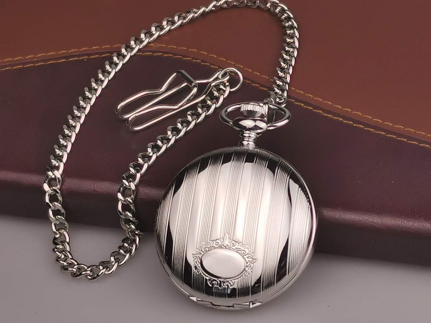 Silver Engraved Pocket Watch, Groomsman Gift, Graduate gift, Retirement Gift