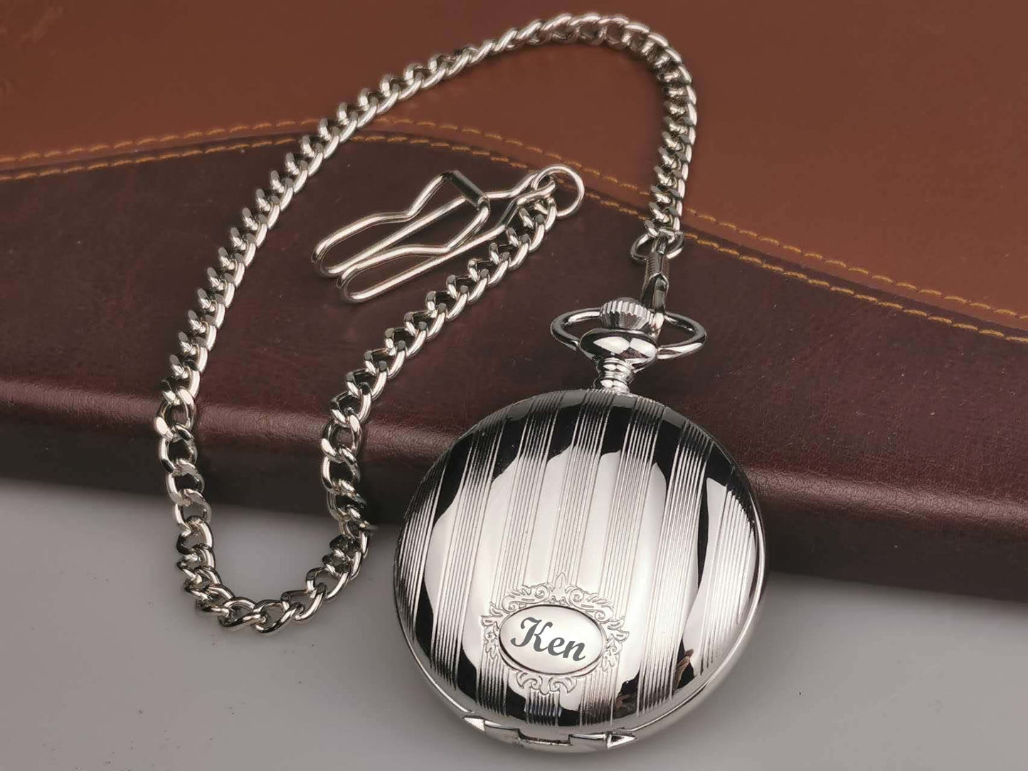 Silver Engraved Pocket Watch, Groomsman Gift, Graduate gift, Retirement Gift