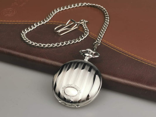 Silver Engraved Pocket Watch, Groomsman Gift, Graduate gift, Retirement Gift