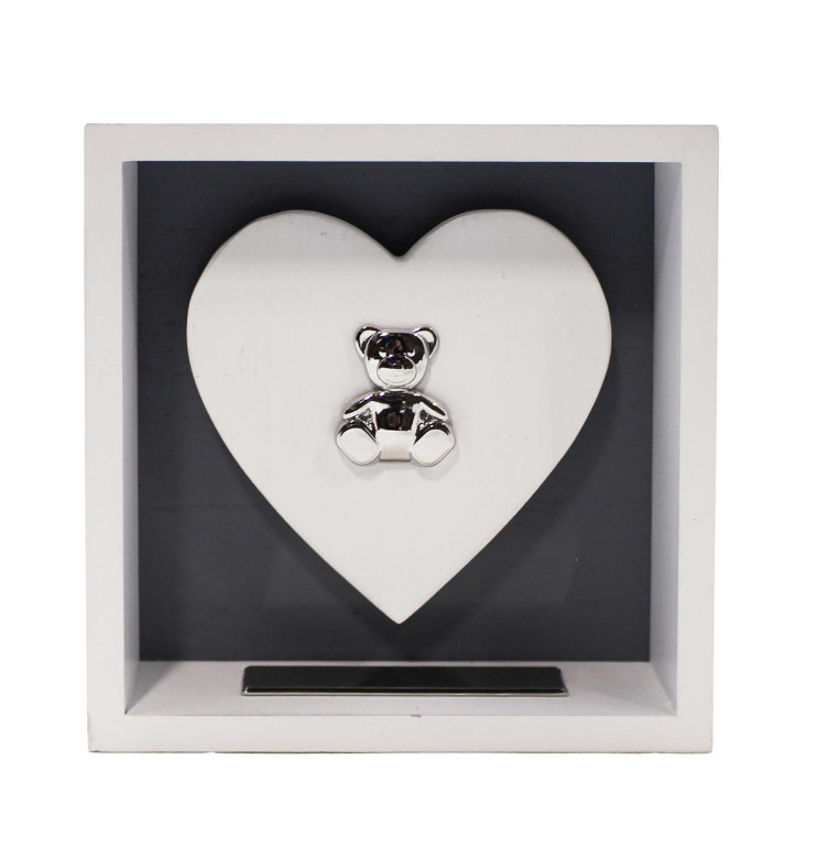 Customized Shadow Box with Heart Plaque, Engraved Teddy Bear Shadow Box, Personalized Shadow Box, Free Engrave, Gift for Puppy, Dog, Cat