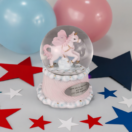 Customized Musical Water Globe, Unicorn snow golbe, Personalized Snow Globe, Snow Globe Glass,  Snow Globe Baby, Kids, Born, Birthday, Christmas