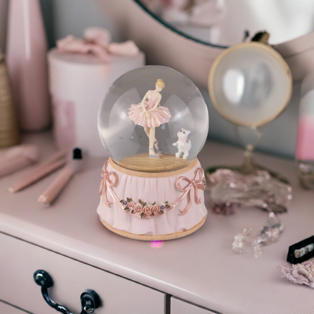 Custom Ballerina Snow Globe, Engraved Ballet Music Box, Rotating Water Globe for Daughter, Ballet Girl Musical Globe Christmas Birthday Gift