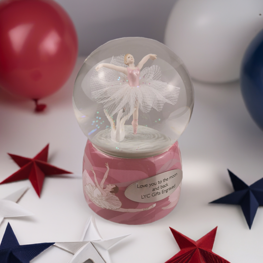 Custom Ballerina Snow Globe, Engraved Ballet Music Box, Rotating Water Globe for Daughter, Ballet Girl Musical Globe Christmas Birthday Gift