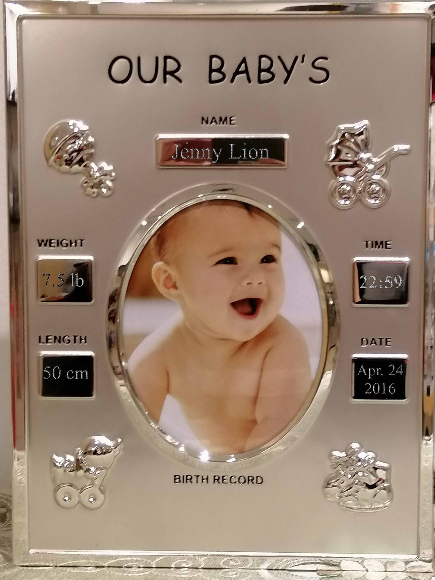Customized Baby 1st Year Collage Frame, Engraved Baby Frame, Personalized Baby Gift, Gift for First Birthday, Baby Born, Baby Silver Frame