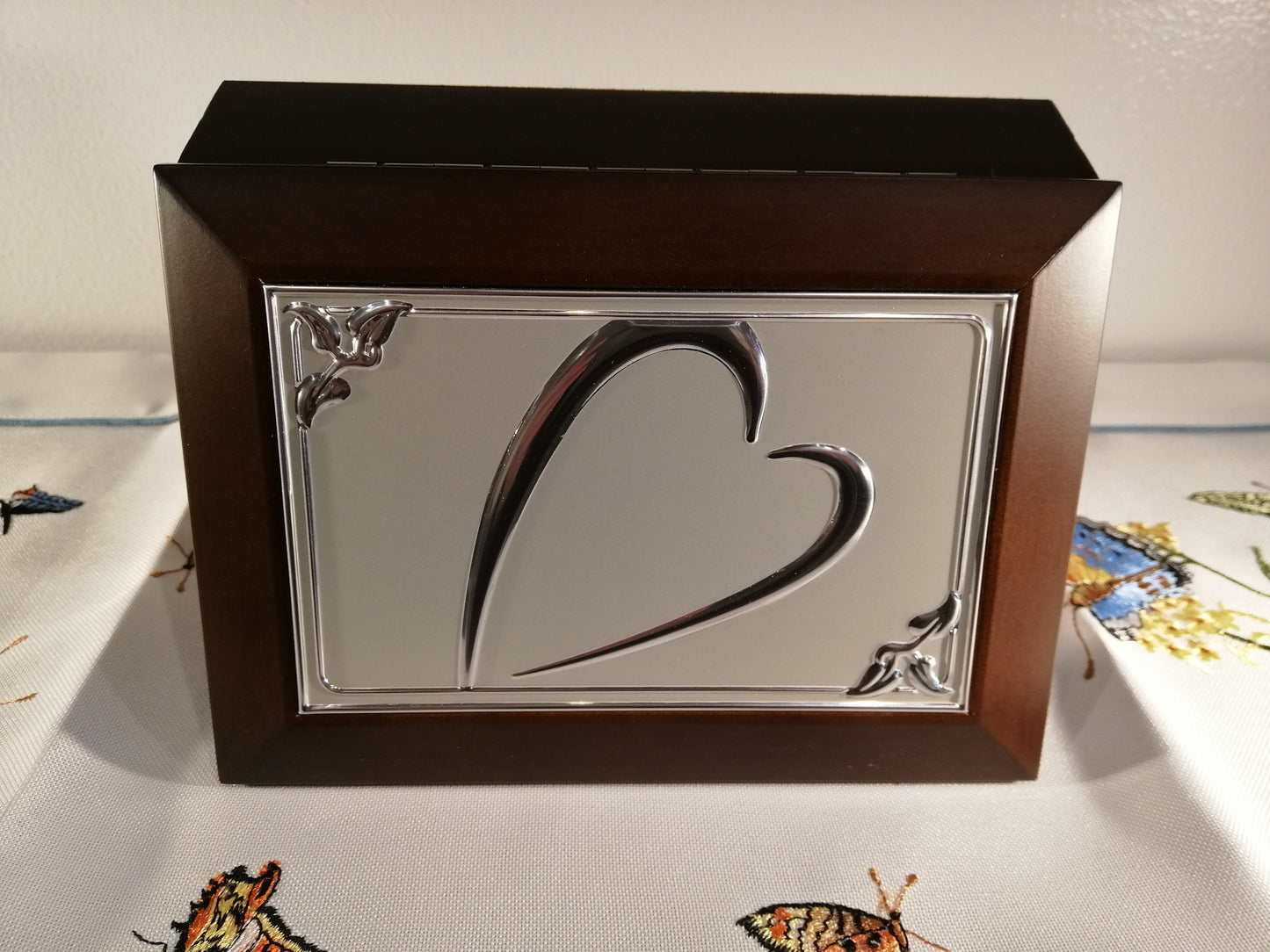 Customized engraved jewelry box, Silver jewelry box, dark brown jewelry box, heart jewelry box, mirror jewelry box, Gift for Mother, Girl