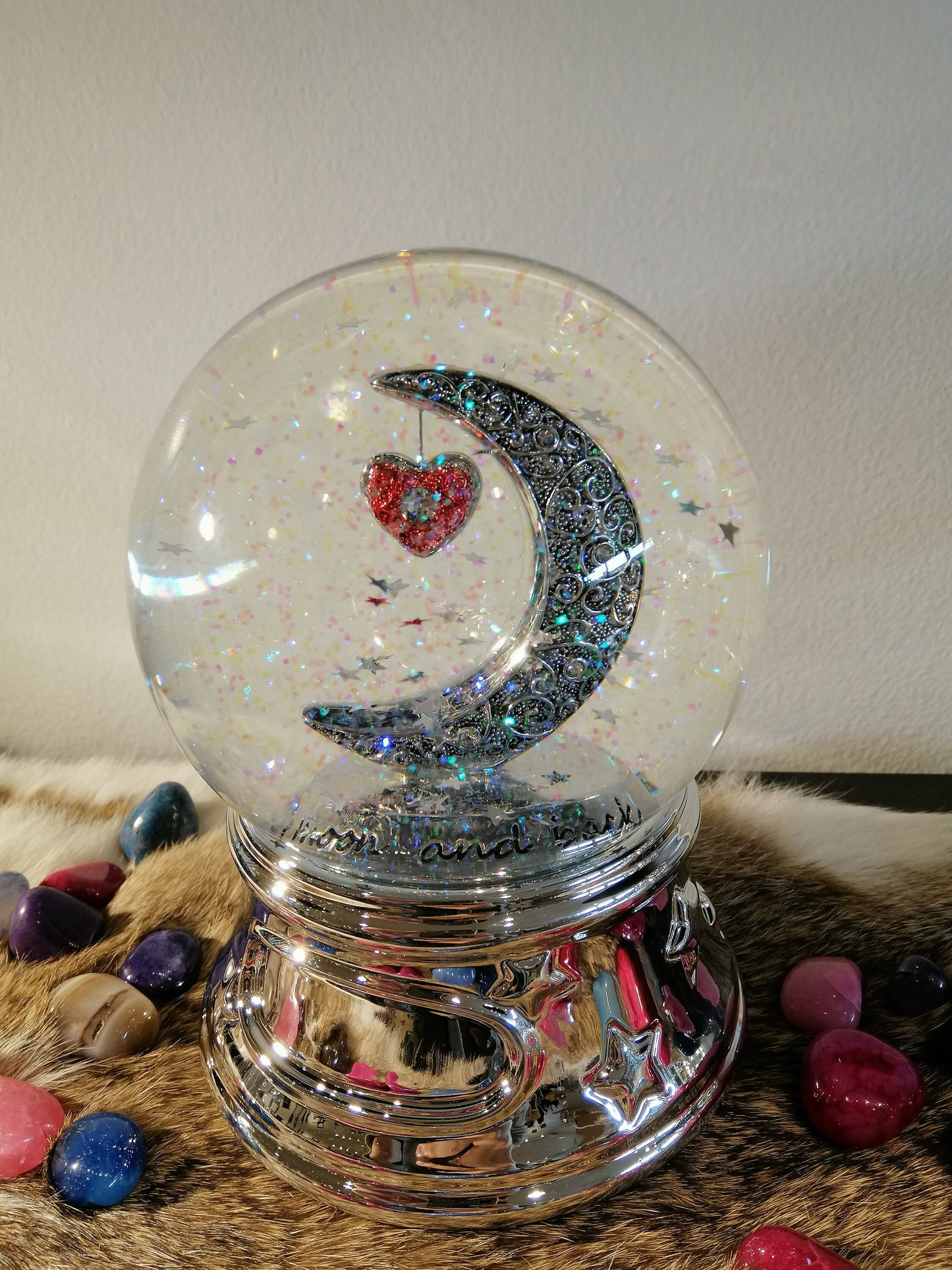 Customized Musical Snow globe, Love you to the moon and back, Engraved Snow globe, Gift for baby,Girls, Wife, Mom, Wedding, Christmas gift