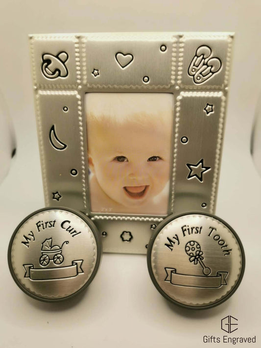 Customized Baby Frame Set, Engraved First Tooth and First Curl, Baby Gift set, Personalized Baby Gift,  Gift for Baby, Born, Birthday