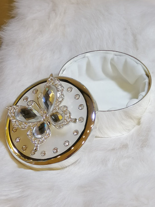 Personalized Round Jewelry Box,Customized Silver box,Engraved Crystal Jewelry box,Gift for Mother's day/Valantine's day/birthday/anniversary