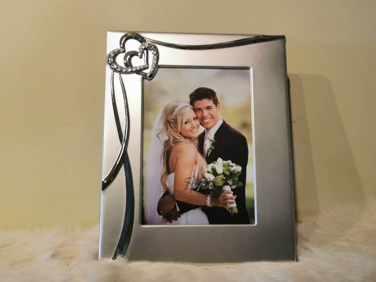 Engraved frame, Personalized Wedding Frame,  Customized couple frame, Gift for couple, Wedding, Engage, Anniversary, Crystal Double Heart