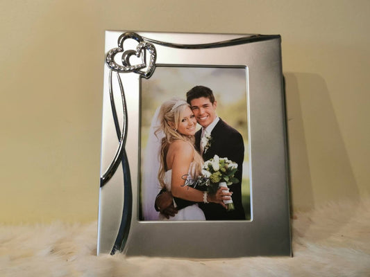 Engraved frame, Personalized Wedding Frame,  Customized couple frame, Gift for couple, Wedding, Engage, Anniversary, Crystal Double Heart