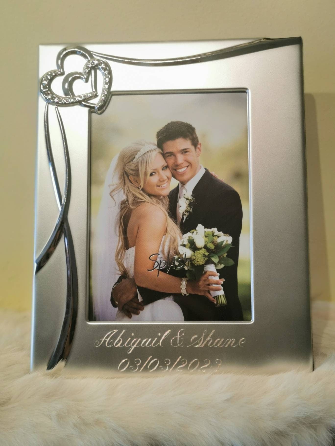 Engraved frame, Personalized Wedding Frame,  Customized couple frame, Gift for couple, Wedding, Engage, Anniversary, Crystal Double Heart