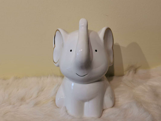 Customized White Elephant Money Bank, Engraved Ceramic bank, Personalized Ceramic piggy bank, coin bank, money bank, Gift for Kid, Baby