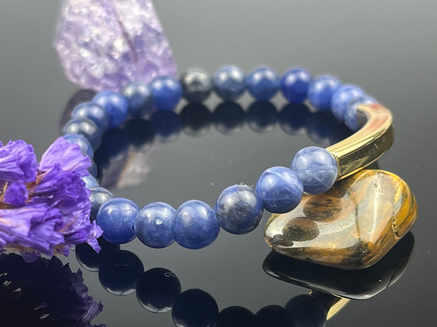Customized Blue Sodalite Bracelet, Engraved Natural Gemstone Bracelet, Adjustable Handmade Bracelet with angel, Personalized Beads Gift