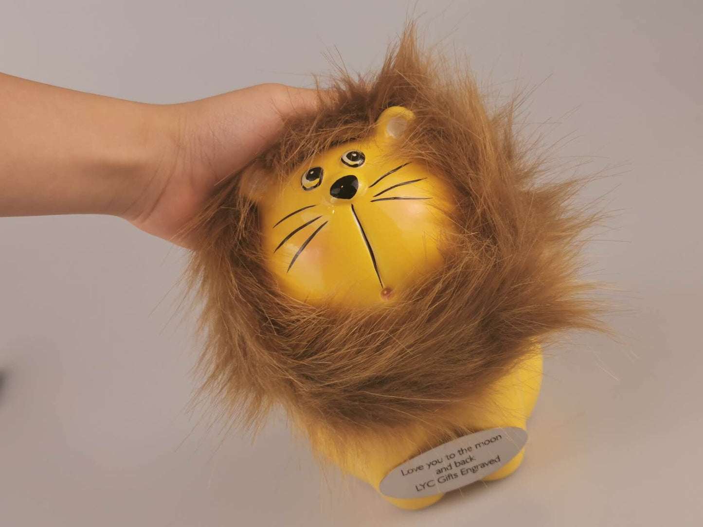 Custom Lion Piggy Bank, Engraved Ceramic Dino horns Money bank, Personalized Lion Coin Bank, Boy Kid Baby Girl piggy bank