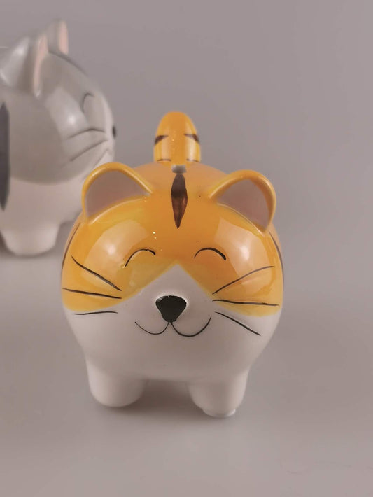 Custom yellow Kitty Piggy Bank, Engraved Kitty Money Bank, Personalized Animal Coin bank, Special Ceramic Piggy Bank, Christmas Birthday