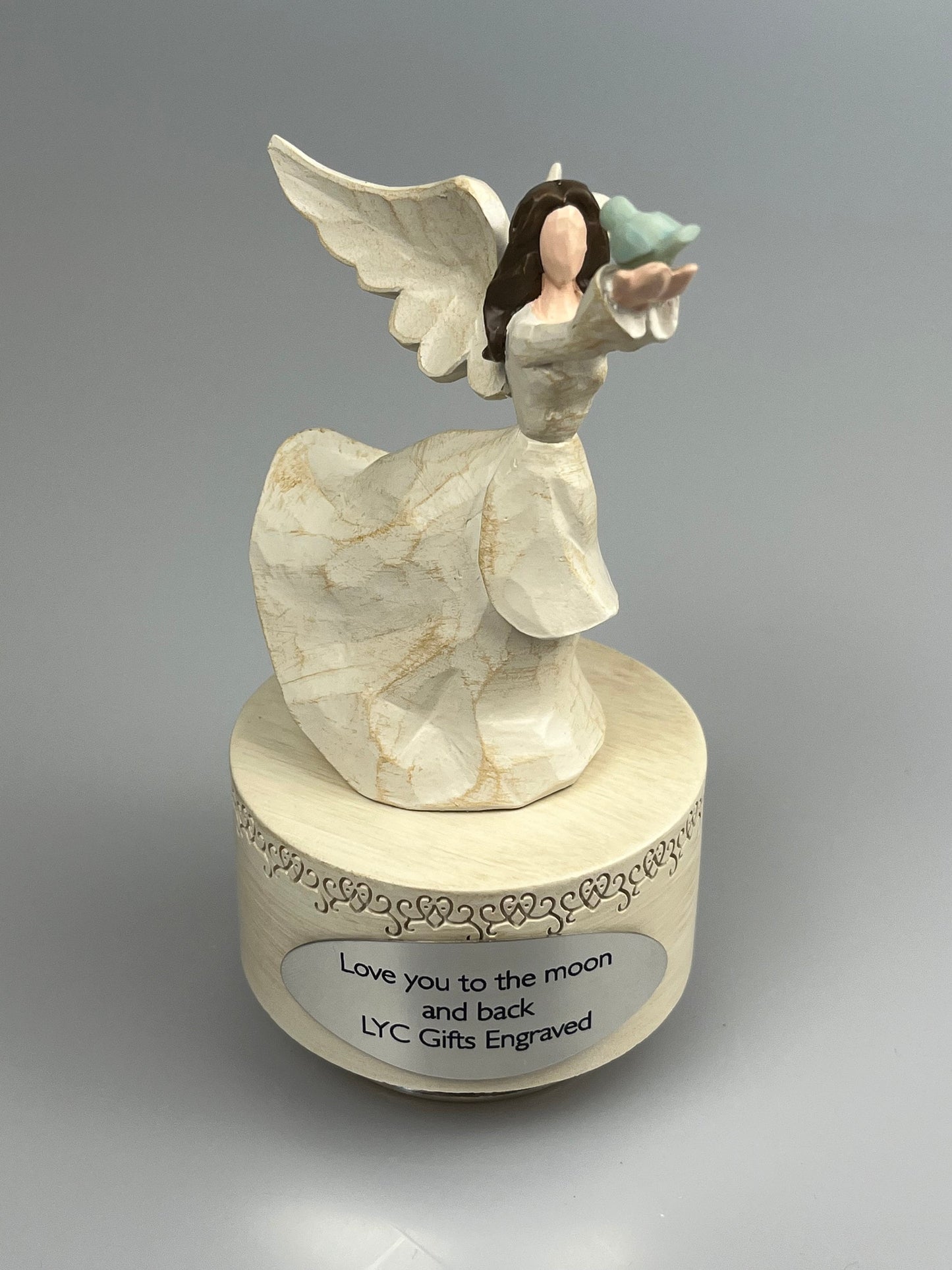 Personalized Handmade Music Box, Customized Angel Music Box, Engraved Hand-Painted Musical Figure, Guardian Angel Music Boxes,Christmas gift